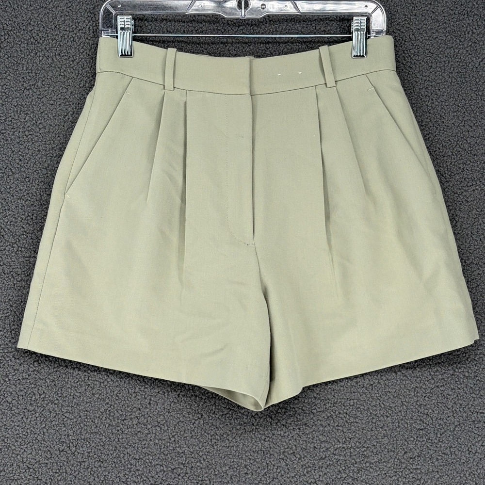 Abercrombie & Fitch Pleated High Rise Shorts Sage Green Size 4 27 Womens